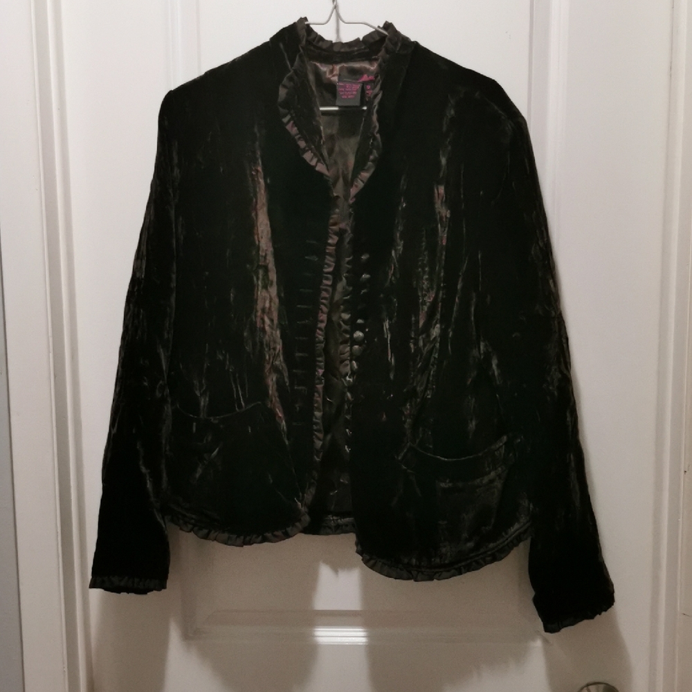 Willi Smith Elegant‎ Chocolate Brown Crushed Velvet Blazer